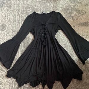 Hot Topic Black V-Neck Bell Sleeve Sundress